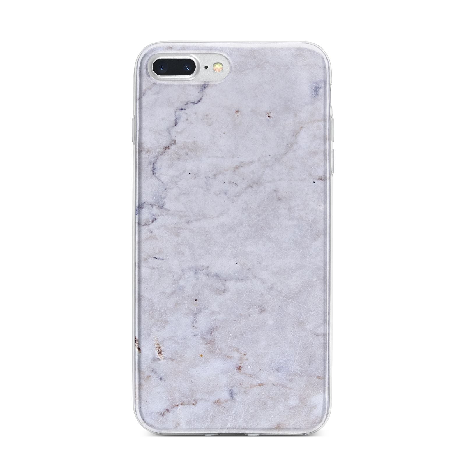 Faux Carrara Marble Print Grey iPhone 7 Plus Bumper Case on Silver iPhone