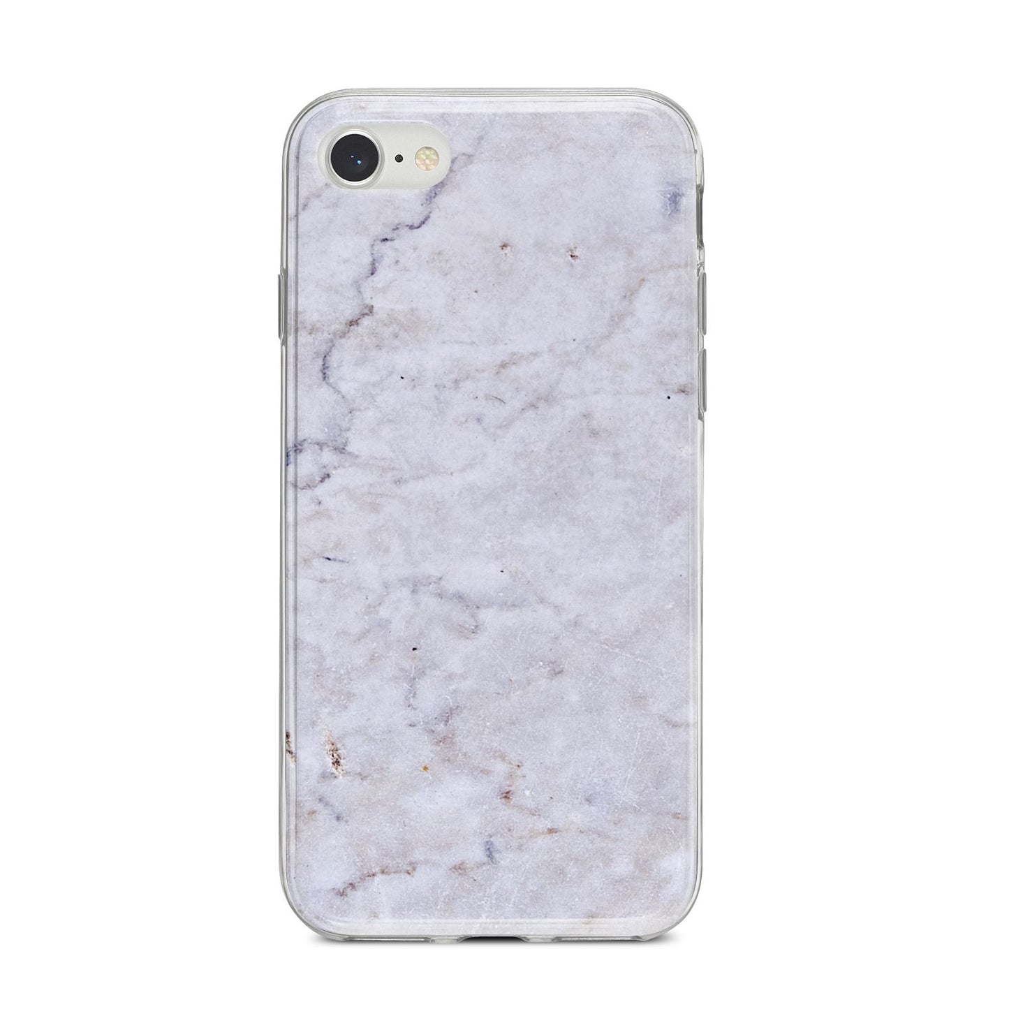 Faux Carrara Marble Print Grey iPhone 8 Bumper Case on Silver iPhone