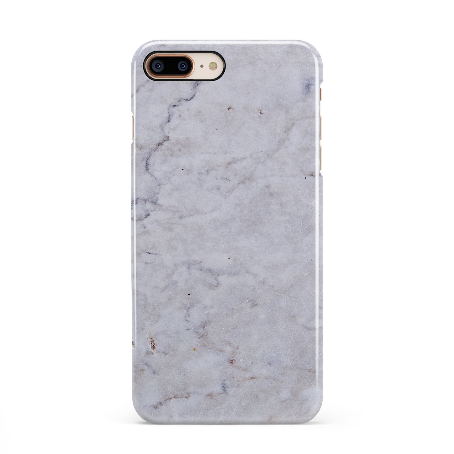 Faux Carrara Marble Print Grey iPhone 8 Plus 3D Snap Case on Gold Phone