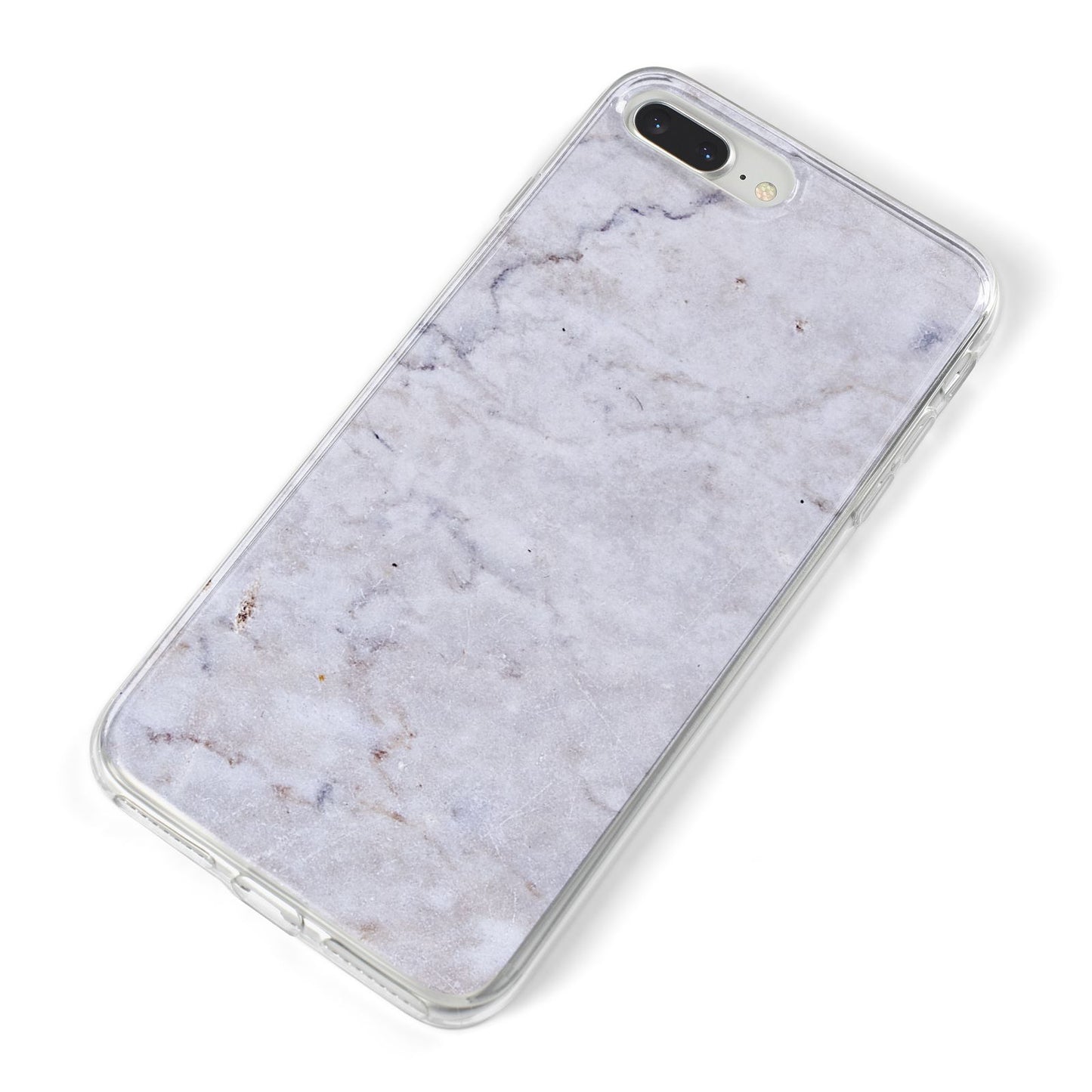 Faux Carrara Marble Print Grey iPhone 8 Plus Bumper Case on Silver iPhone Alternative Image