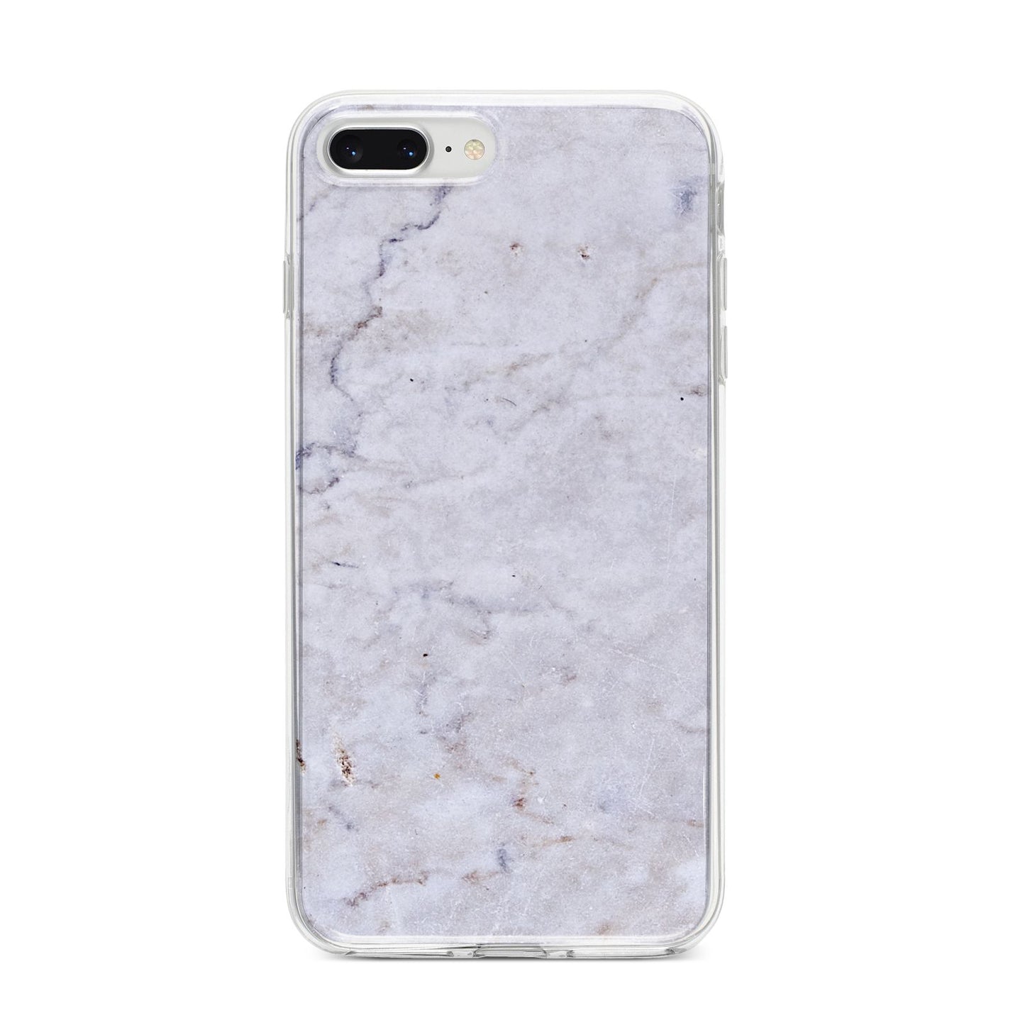 Faux Carrara Marble Print Grey iPhone 8 Plus Bumper Case on Silver iPhone