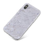 Faux Carrara Marble Print Grey iPhone X Bumper Case on Silver iPhone