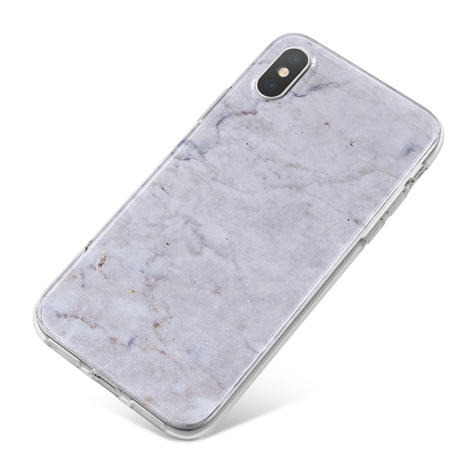 Faux Carrara Marble Print Grey iPhone X Bumper Case on Silver iPhone