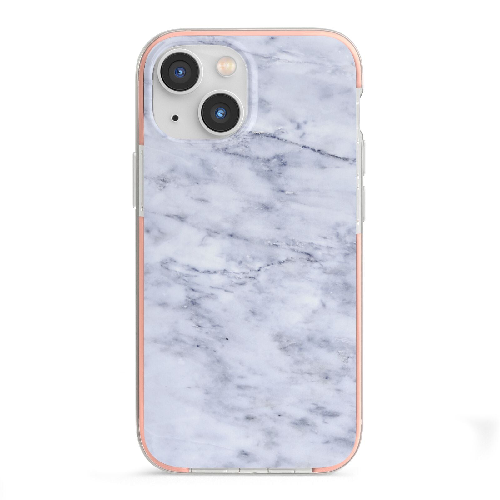 Faux Carrara Marble Print iPhone 13 Mini TPU Impact Case with Pink Edges