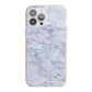 Faux Carrara Marble Print iPhone 13 Pro Max TPU Impact Case with Pink Edges