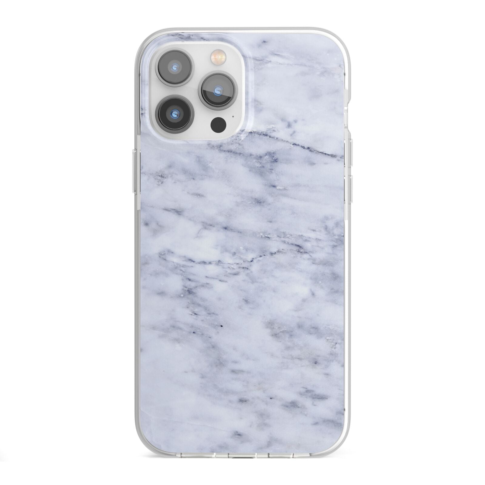Faux Carrara Marble Print iPhone 13 Pro Max TPU Impact Case with White Edges