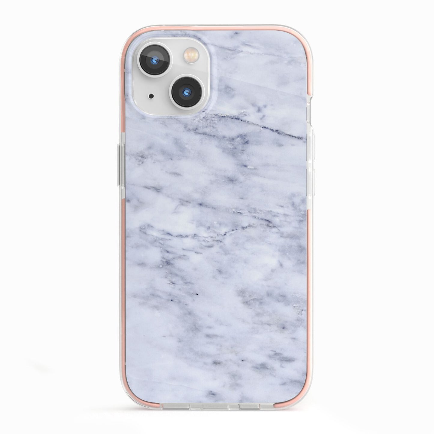 Faux Carrara Marble Print iPhone 13 TPU Impact Case with Pink Edges