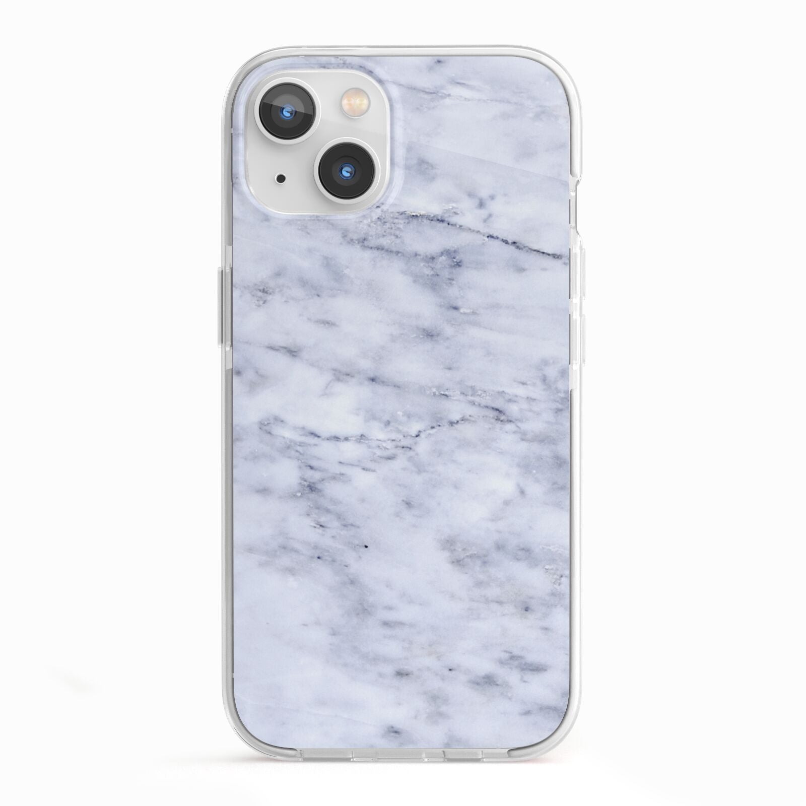 Faux Carrara Marble Print iPhone 13 TPU Impact Case with White Edges