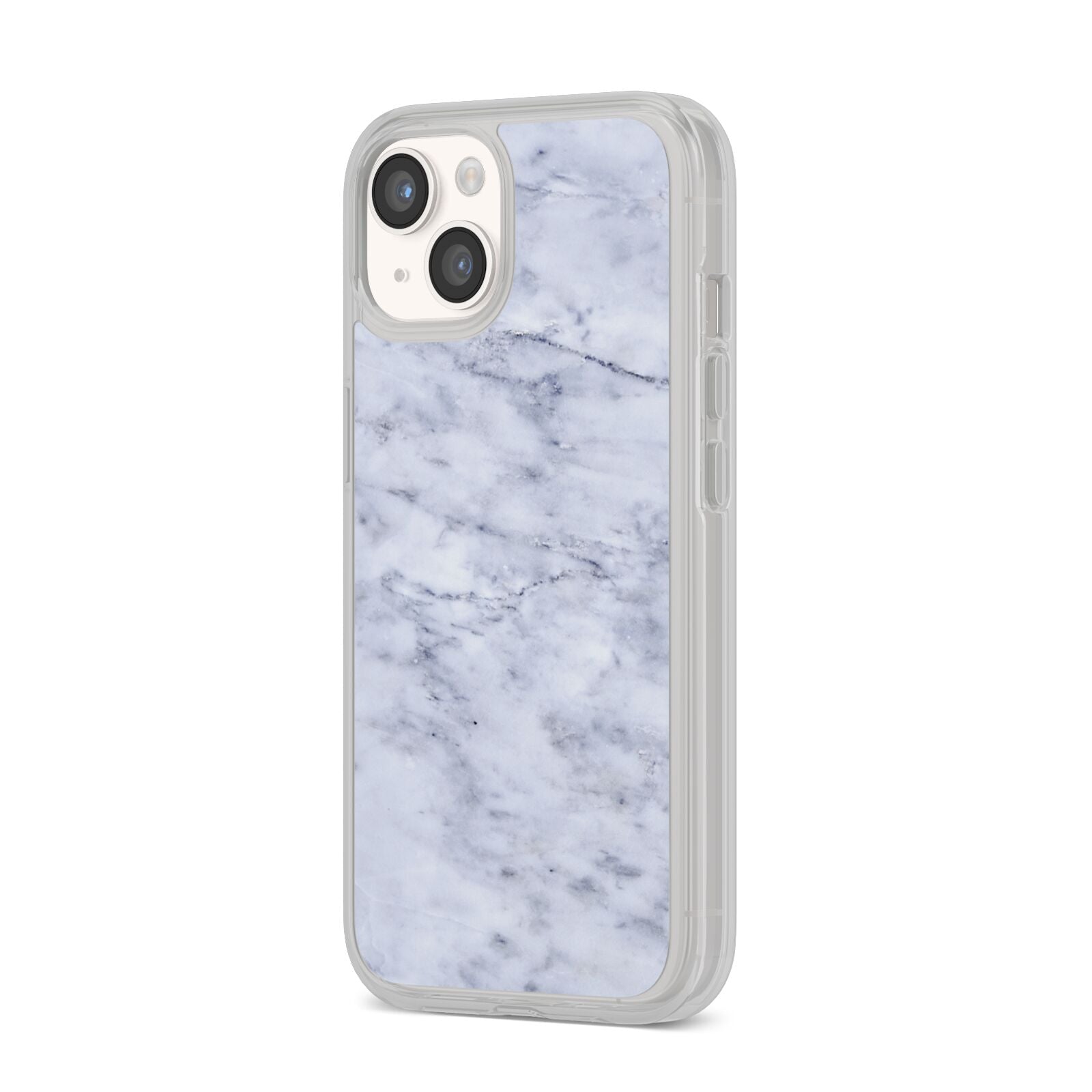Faux Carrara Marble Print iPhone 14 Clear Tough Case Starlight Angled Image