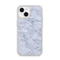 Faux Carrara Marble Print iPhone 14 Glitter Tough Case Starlight