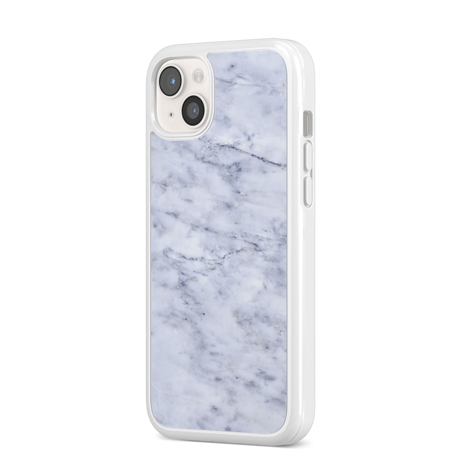 Faux Carrara Marble Print iPhone 14 Plus Clear Tough Case Starlight Angled Image