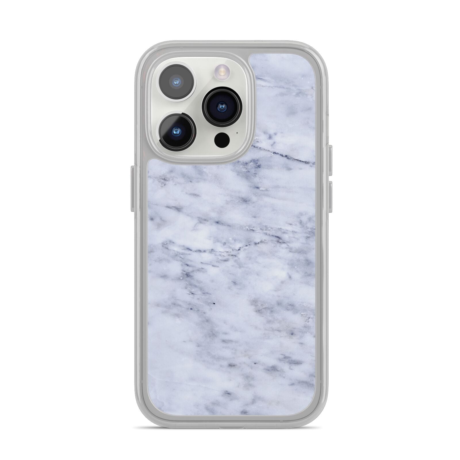 Faux Carrara Marble Print iPhone 14 Pro Clear Tough Case Silver