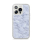 Faux Carrara Marble Print iPhone 14 Pro Glitter Tough Case Silver