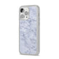 Faux Carrara Marble Print iPhone 14 Pro Max Clear Tough Case Silver Angled Image