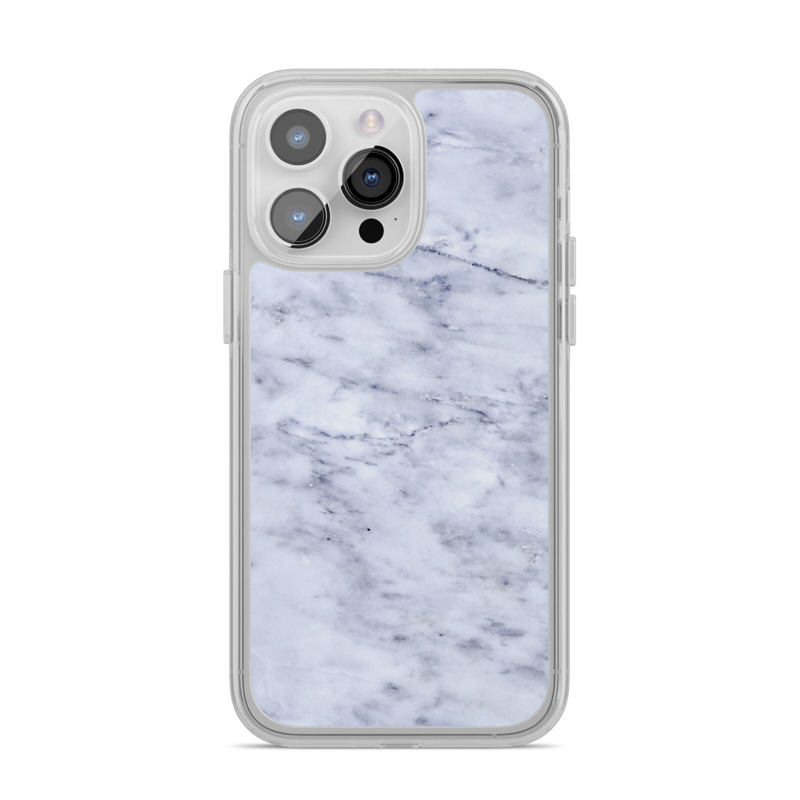 Faux Carrara Marble Print iPhone 14 Pro Max Clear Tough Case Silver