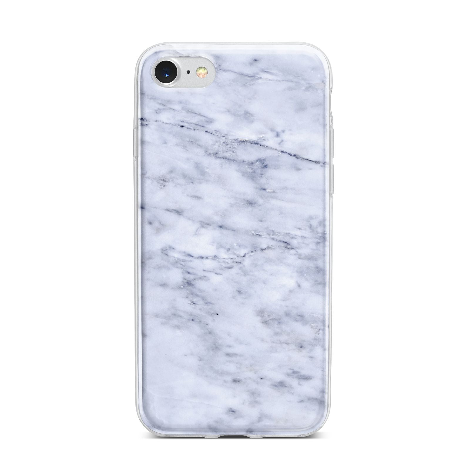 Faux Carrara Marble Print iPhone 7 Bumper Case on Silver iPhone