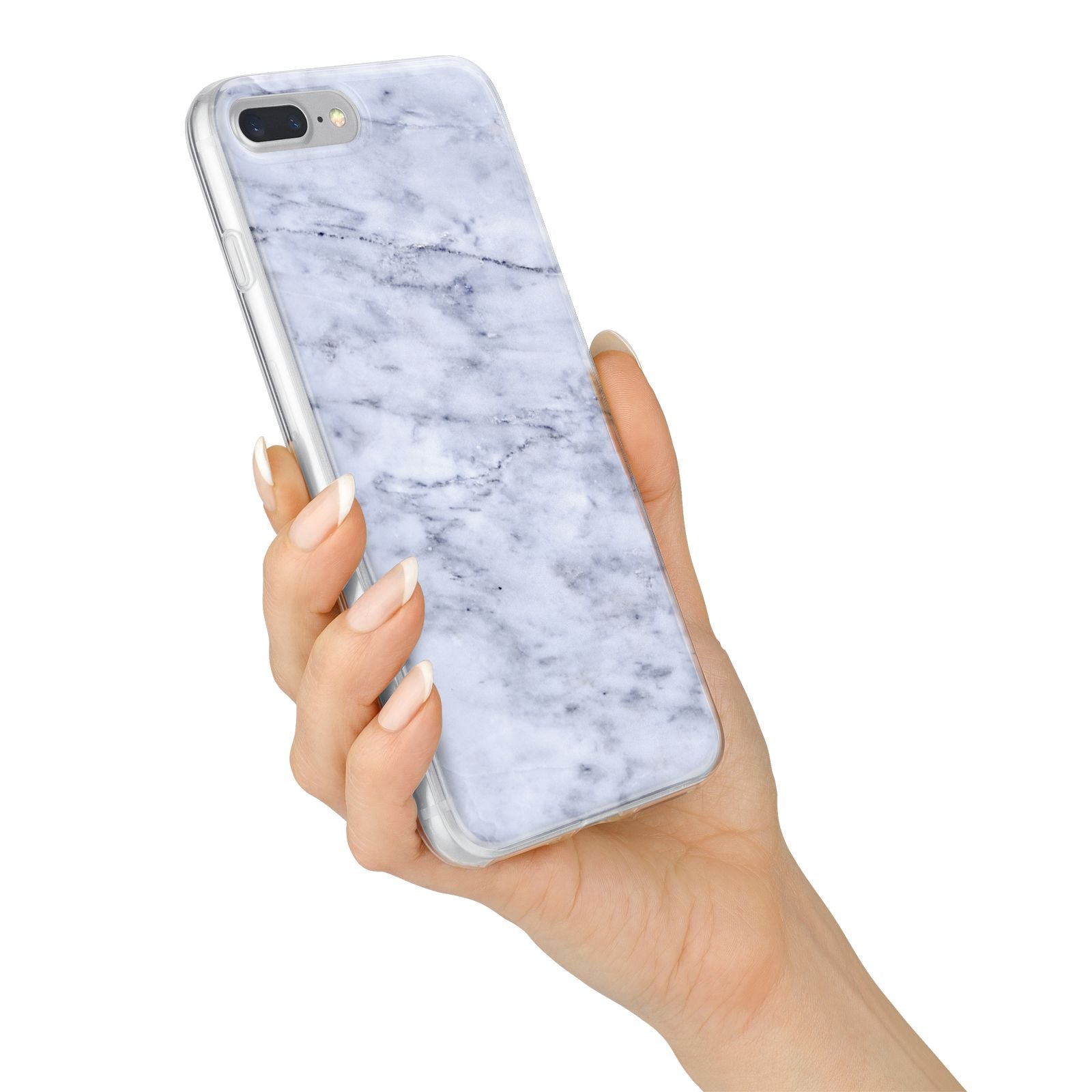 Faux Carrara Marble Print iPhone 7 Plus Bumper Case on Silver iPhone Alternative Image