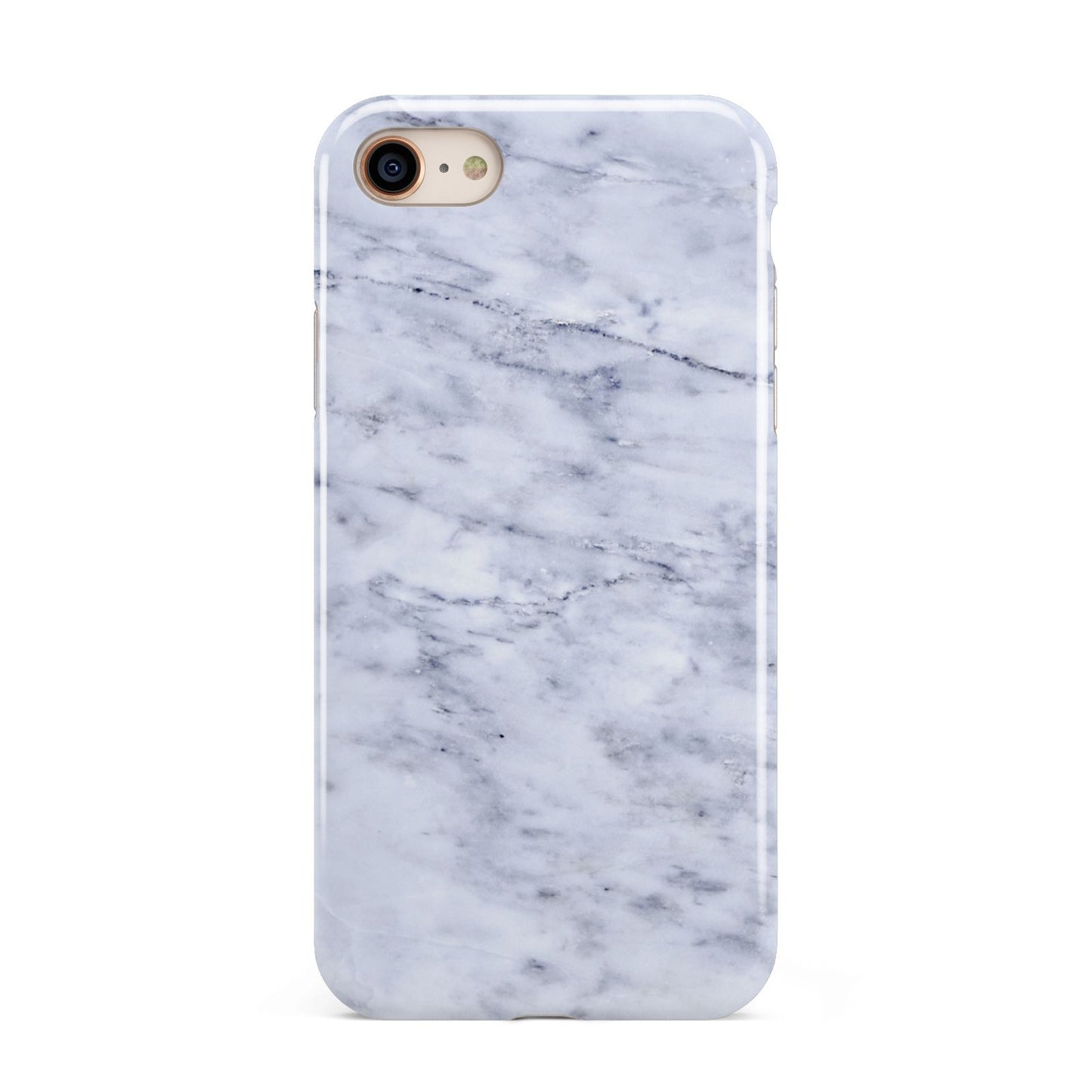 Faux Carrara Marble Print iPhone 8 3D Tough Case on Gold Phone