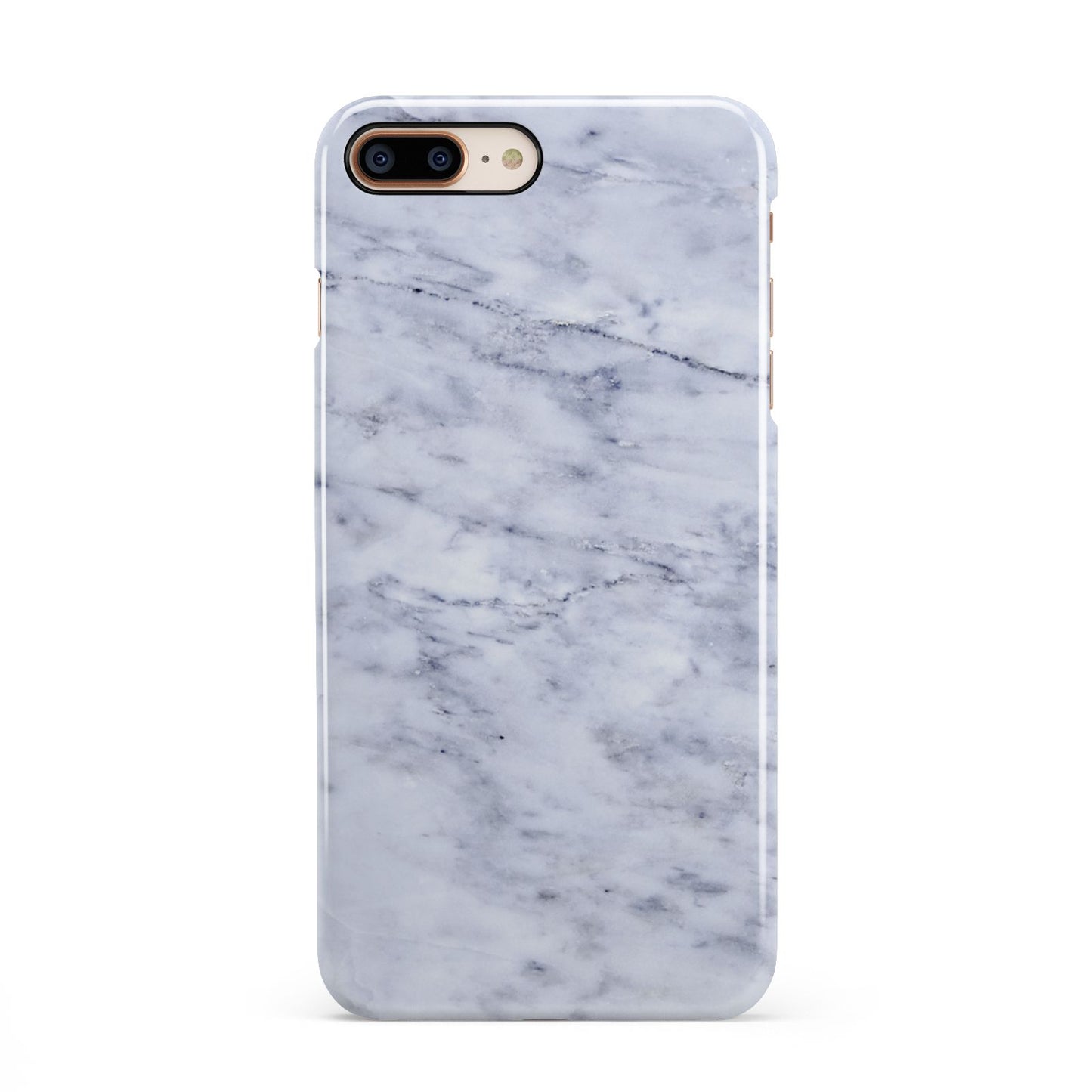 Faux Carrara Marble Print iPhone 8 Plus 3D Snap Case on Gold Phone