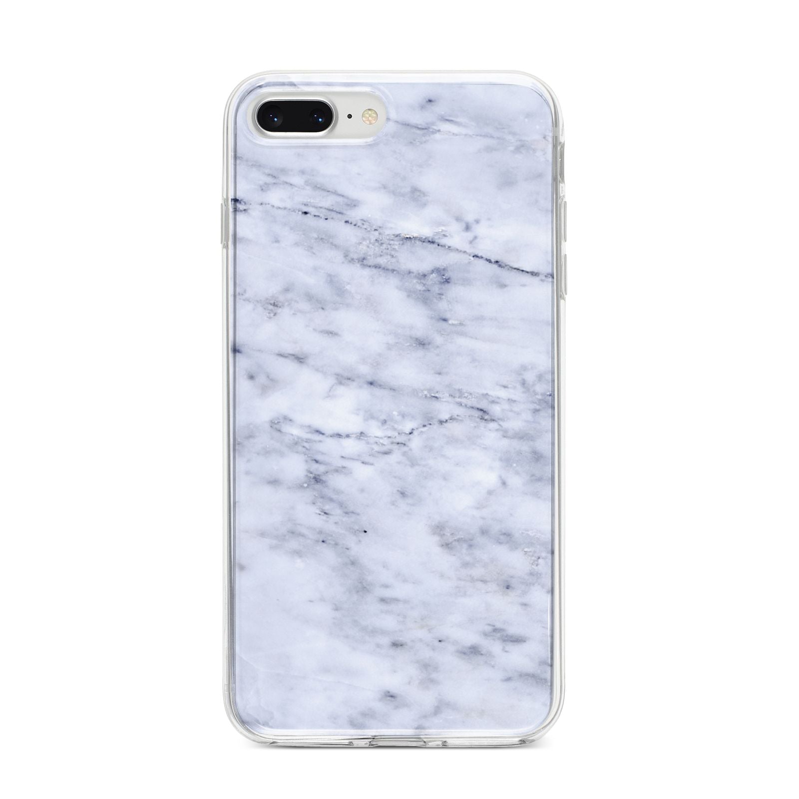 Faux Carrara Marble Print iPhone 8 Plus Bumper Case on Silver iPhone