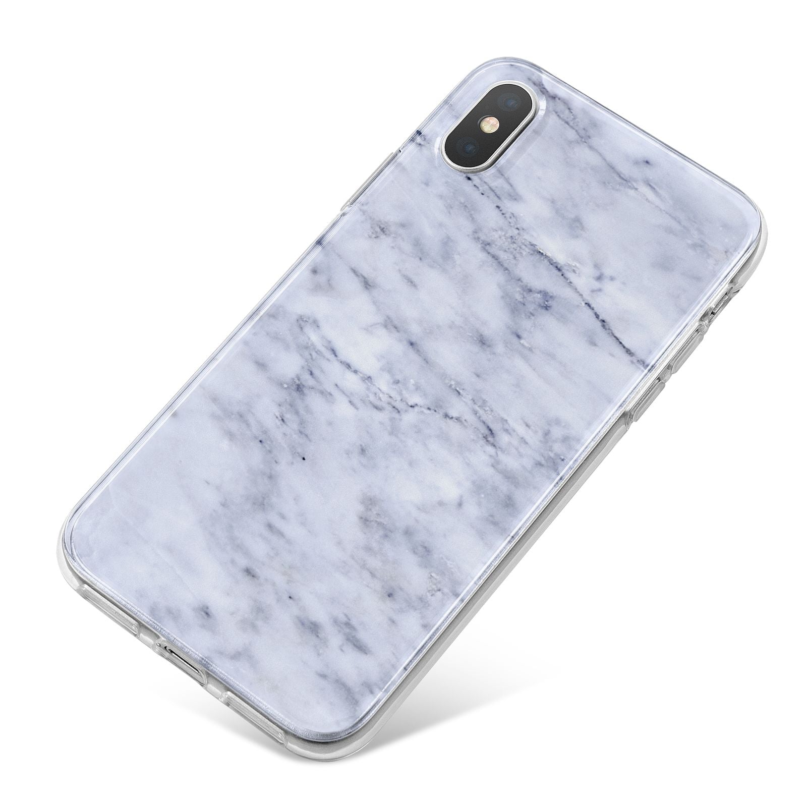 Faux Carrara Marble Print iPhone X Bumper Case on Silver iPhone