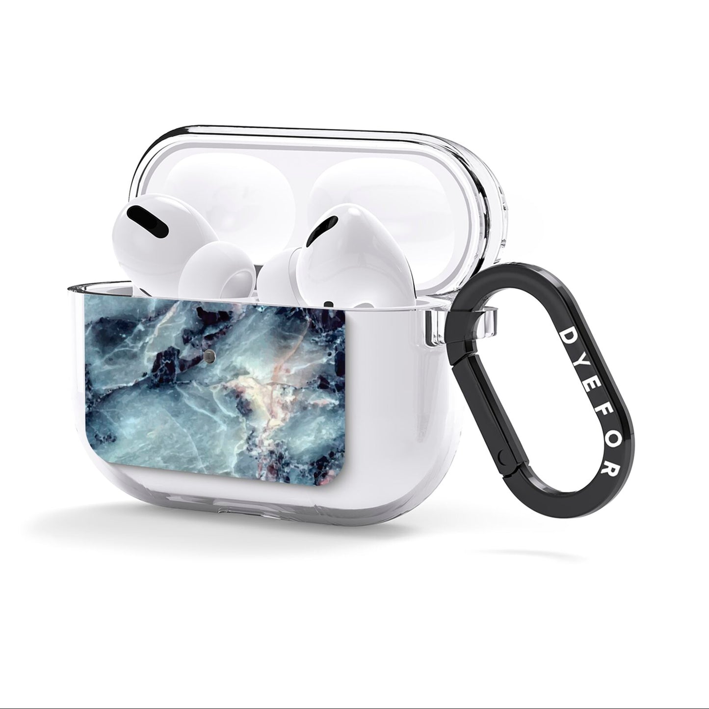 Faux Marble Blue Grey AirPods Clear Case 3rd Gen Side Image