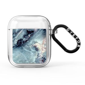 Faux Marble Blue Grey AirPods Case