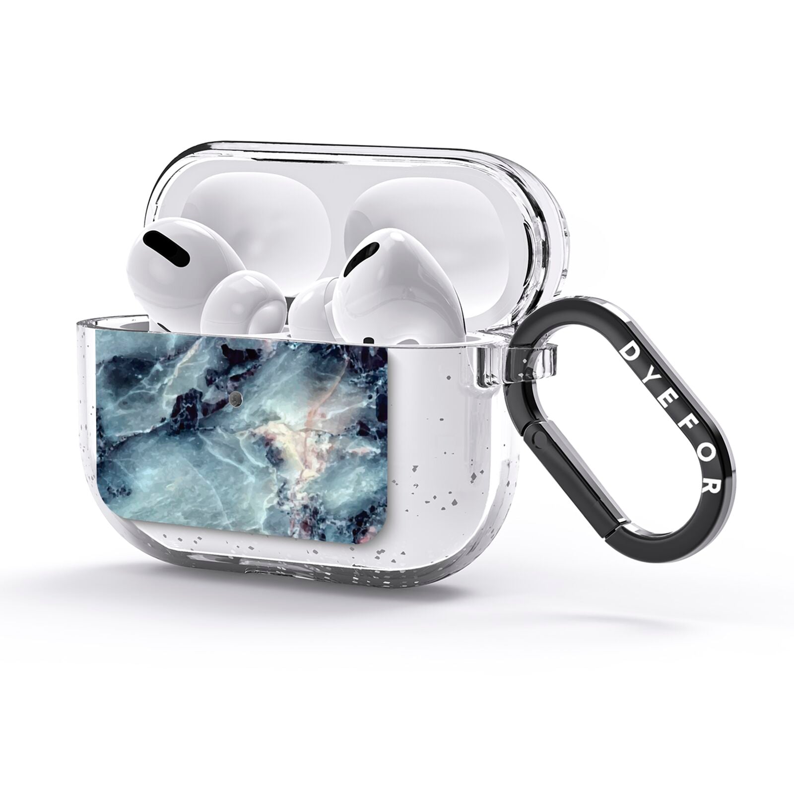 Faux Marble Blue Grey AirPods Glitter Case 3rd Gen Side Image