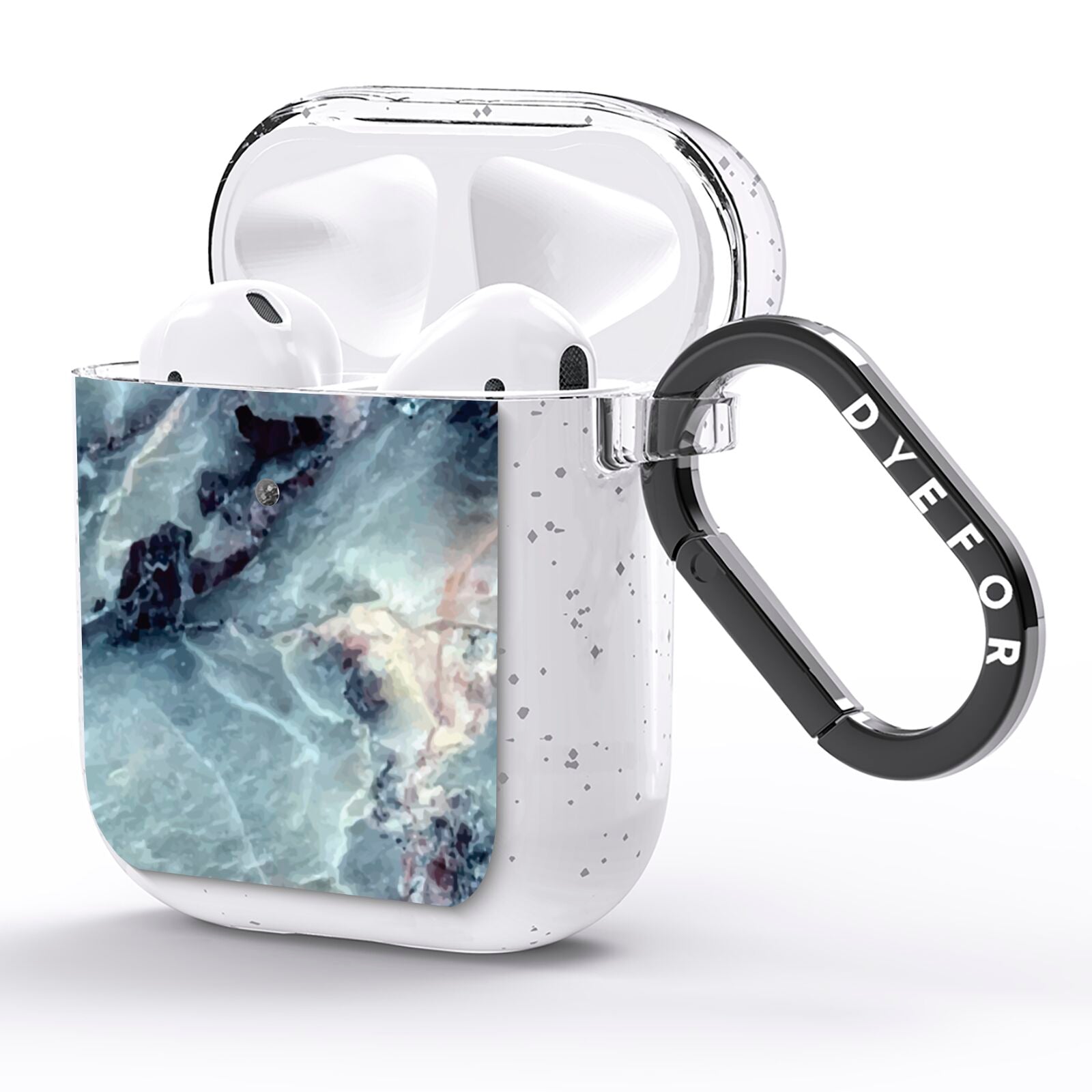 Faux Marble Blue Grey AirPods Glitter Case Side Image