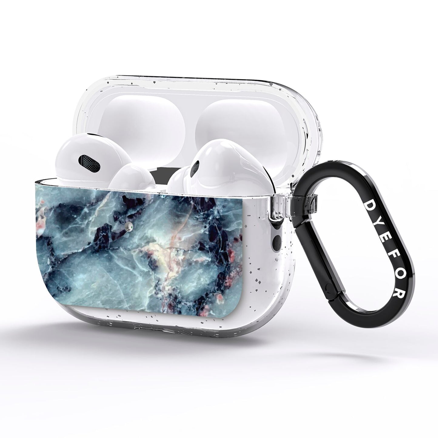 Faux Marble Blue Grey AirPods Pro Glitter Case Side Image