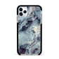 Faux Marble Blue Grey Apple iPhone 11 Pro Max in Silver with Black Impact Case