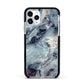 Faux Marble Blue Grey Apple iPhone 11 Pro in Silver with Black Impact Case