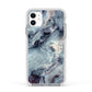 Faux Marble Blue Grey Apple iPhone 11 in White with White Impact Case