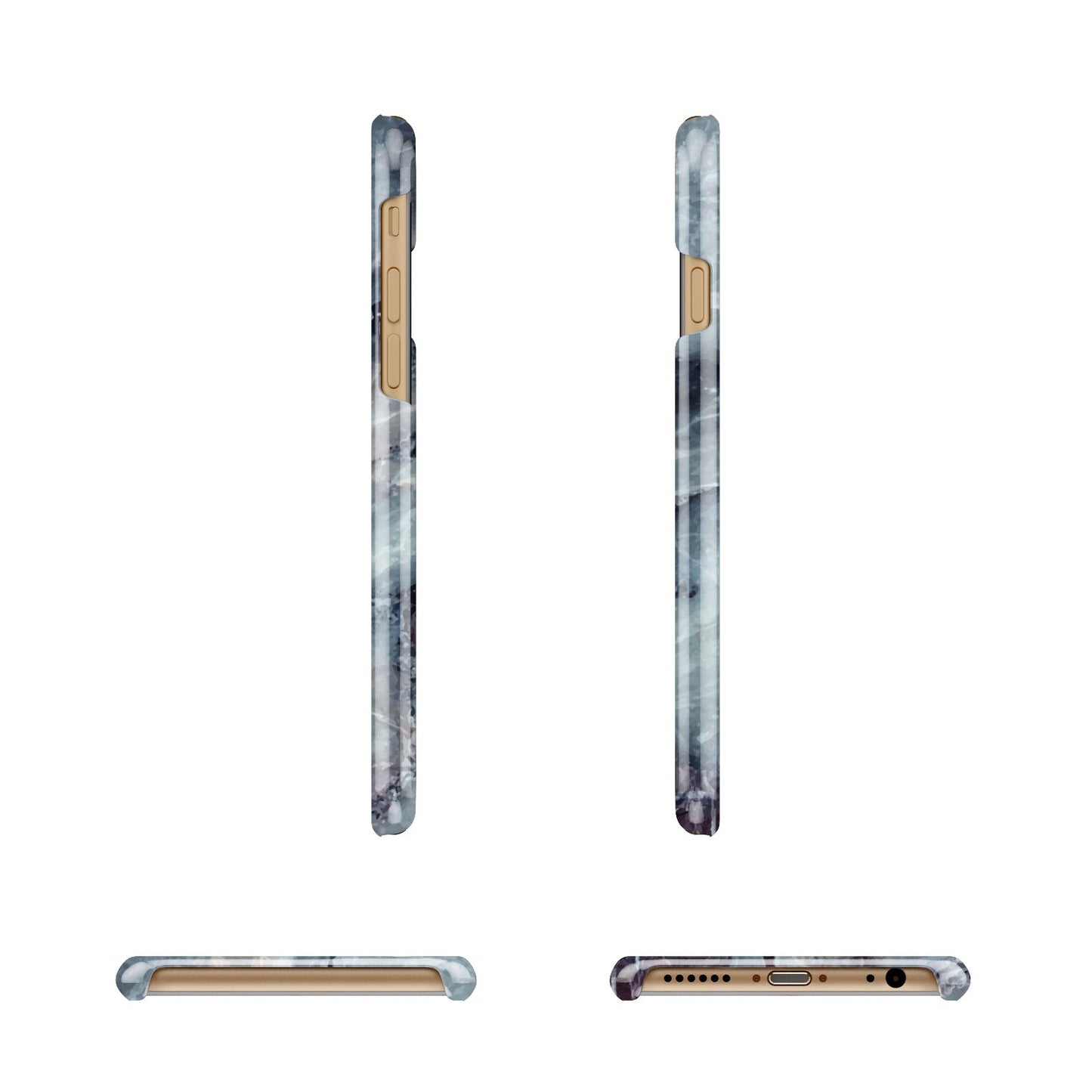 Faux Marble Blue Grey Apple iPhone 6 3D Wrap Snap Case Angled Images