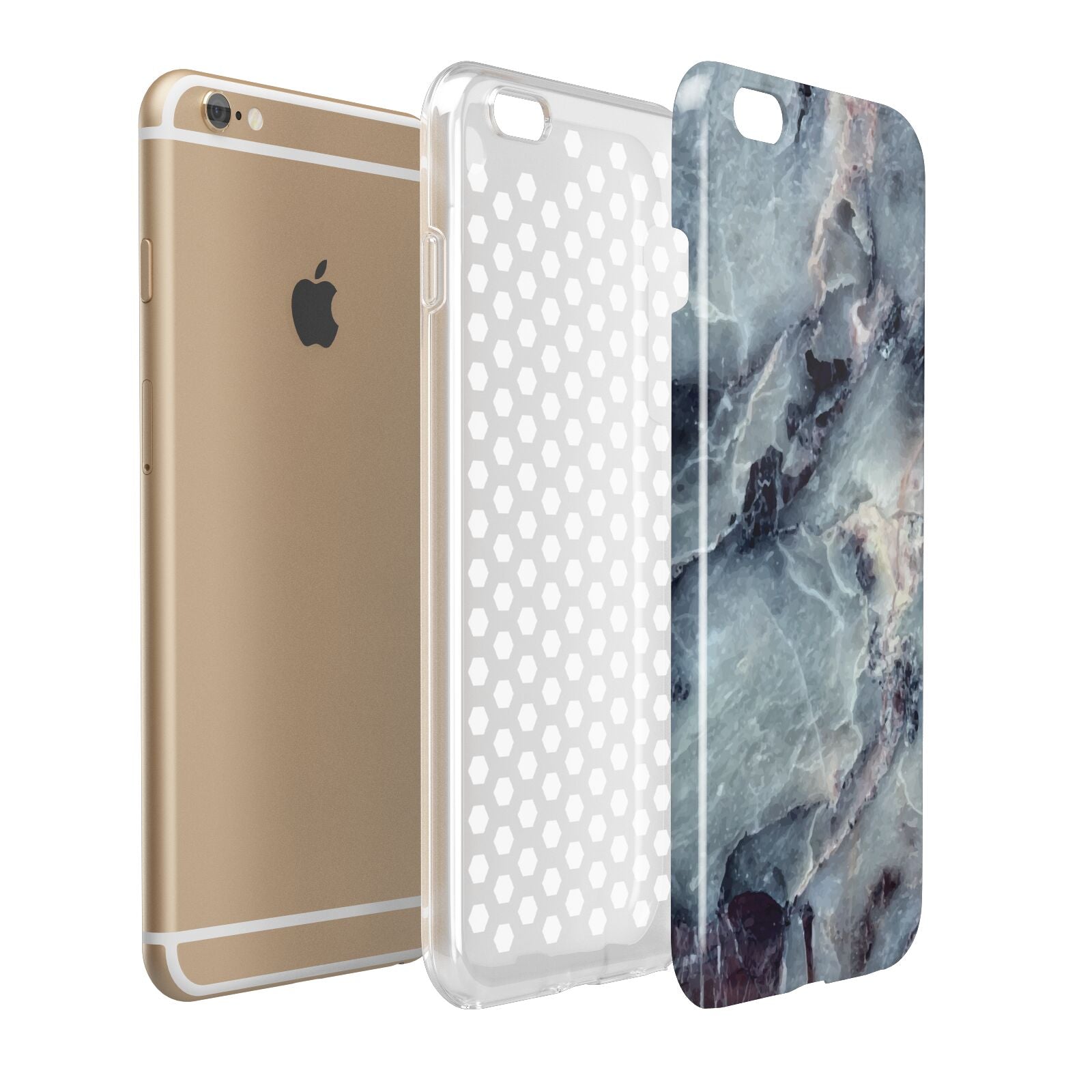 Faux Marble Blue Grey Apple iPhone 6 Plus 3D Tough Case Expand Detail Image