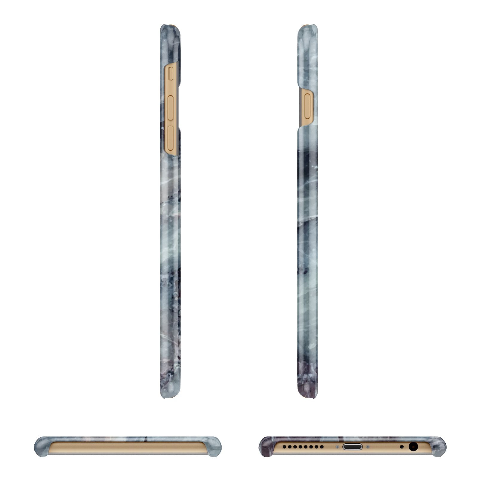 Faux Marble Blue Grey Apple iPhone 6 Plus 3D Wrap Snap Case Angled Images