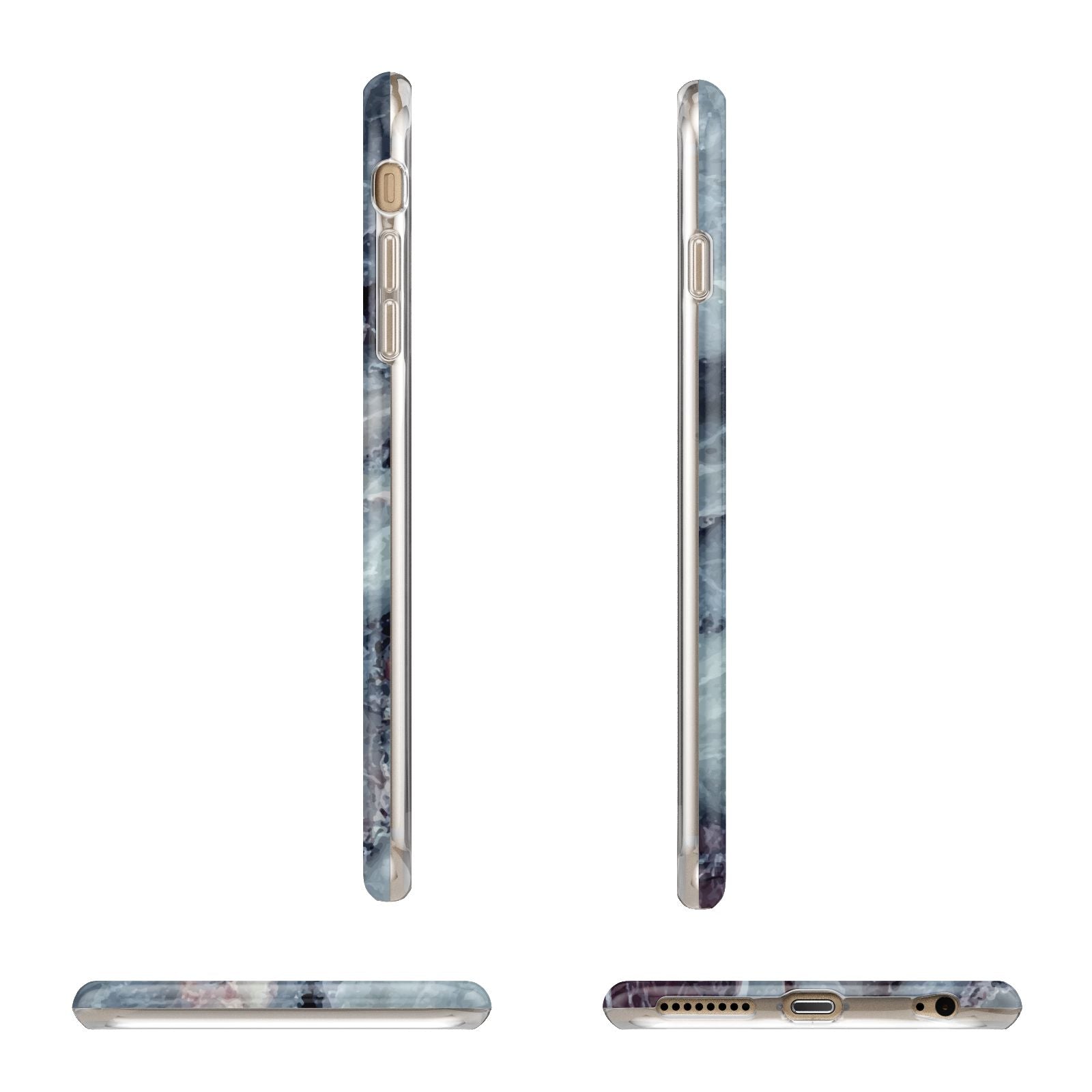 Faux Marble Blue Grey Apple iPhone 6 Plus 3D Wrap Tough Case Alternative Image Angles