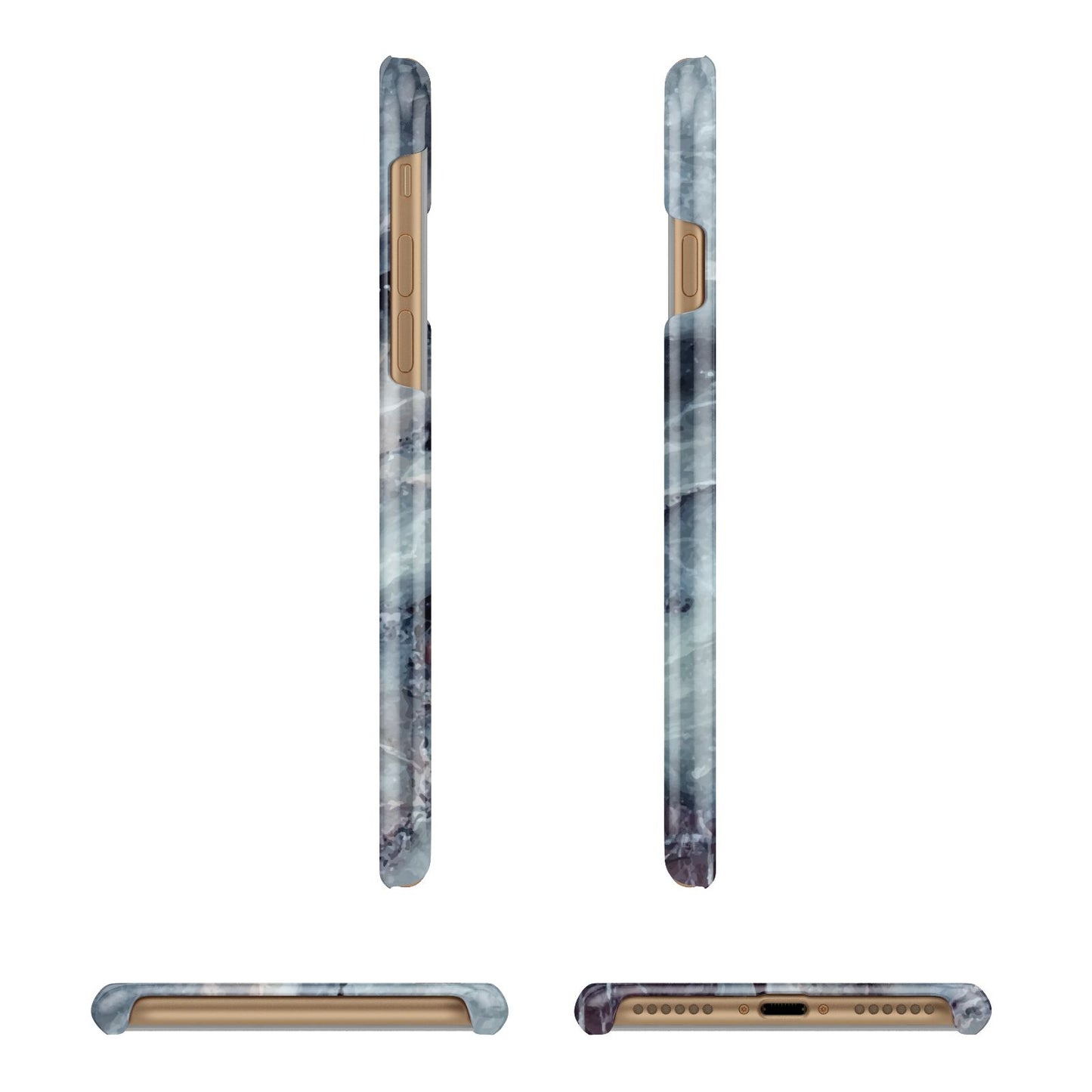 Faux Marble Blue Grey Apple iPhone 7 8 3D Wrap Snap Case Angled Images