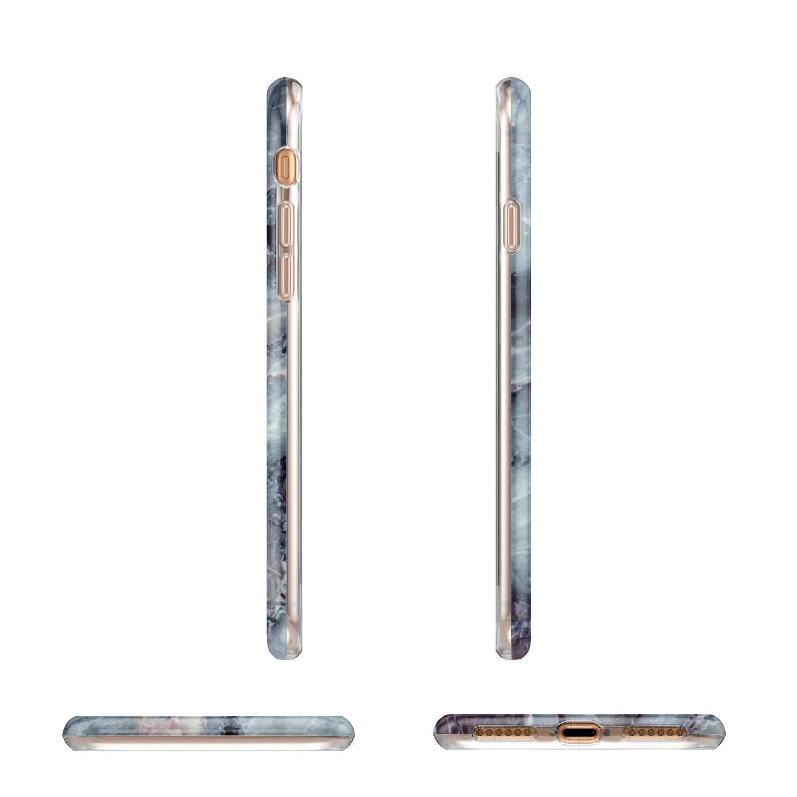 Faux Marble Blue Grey Apple iPhone 7 8 3D Wrap Tough Case Alternative Image Angles