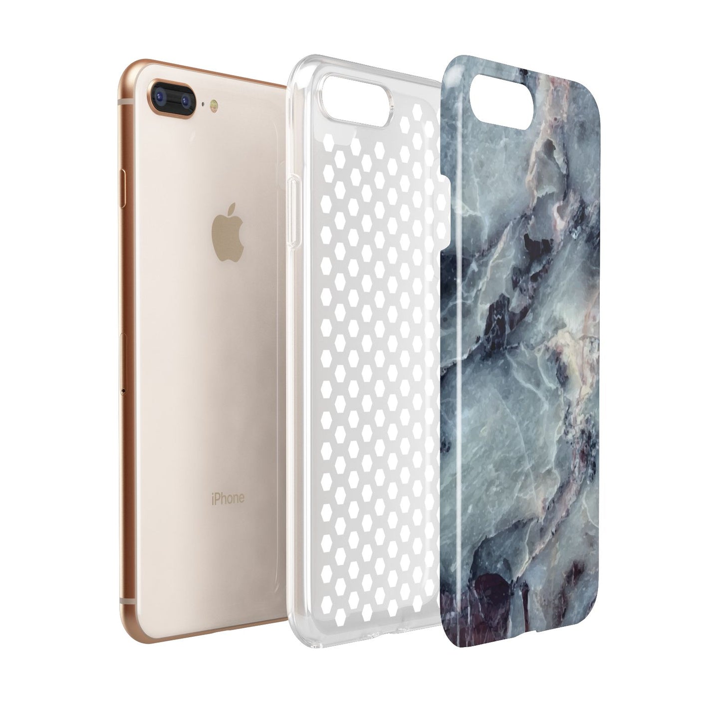 Faux Marble Blue Grey Apple iPhone 7 8 Plus 3D Tough Case Expanded View