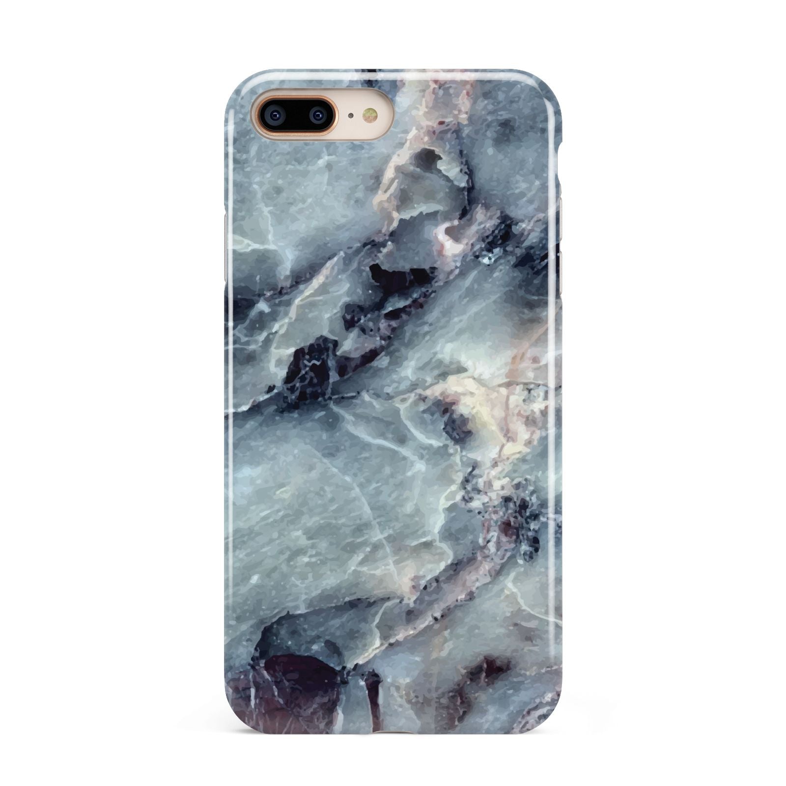 Faux Marble Blue Grey Apple iPhone 7 8 Plus 3D Tough Case