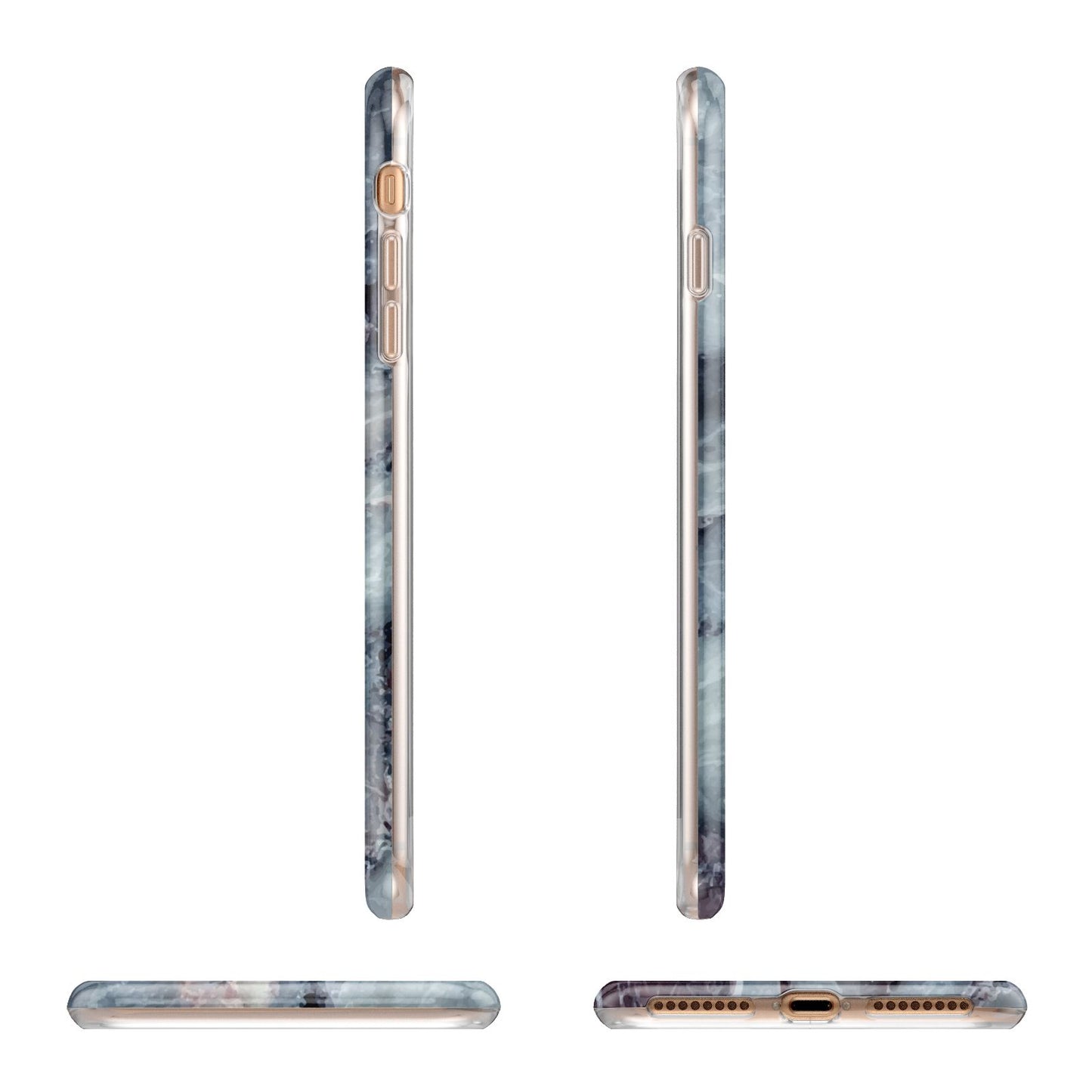 Faux Marble Blue Grey Apple iPhone 7 8 Plus 3D Wrap Tough Case Alternative Image Angles