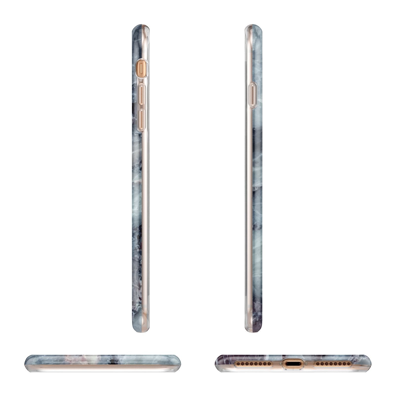 Faux Marble Blue Grey Apple iPhone 7 8 Plus 3D Wrap Tough Case Alternative Image Angles