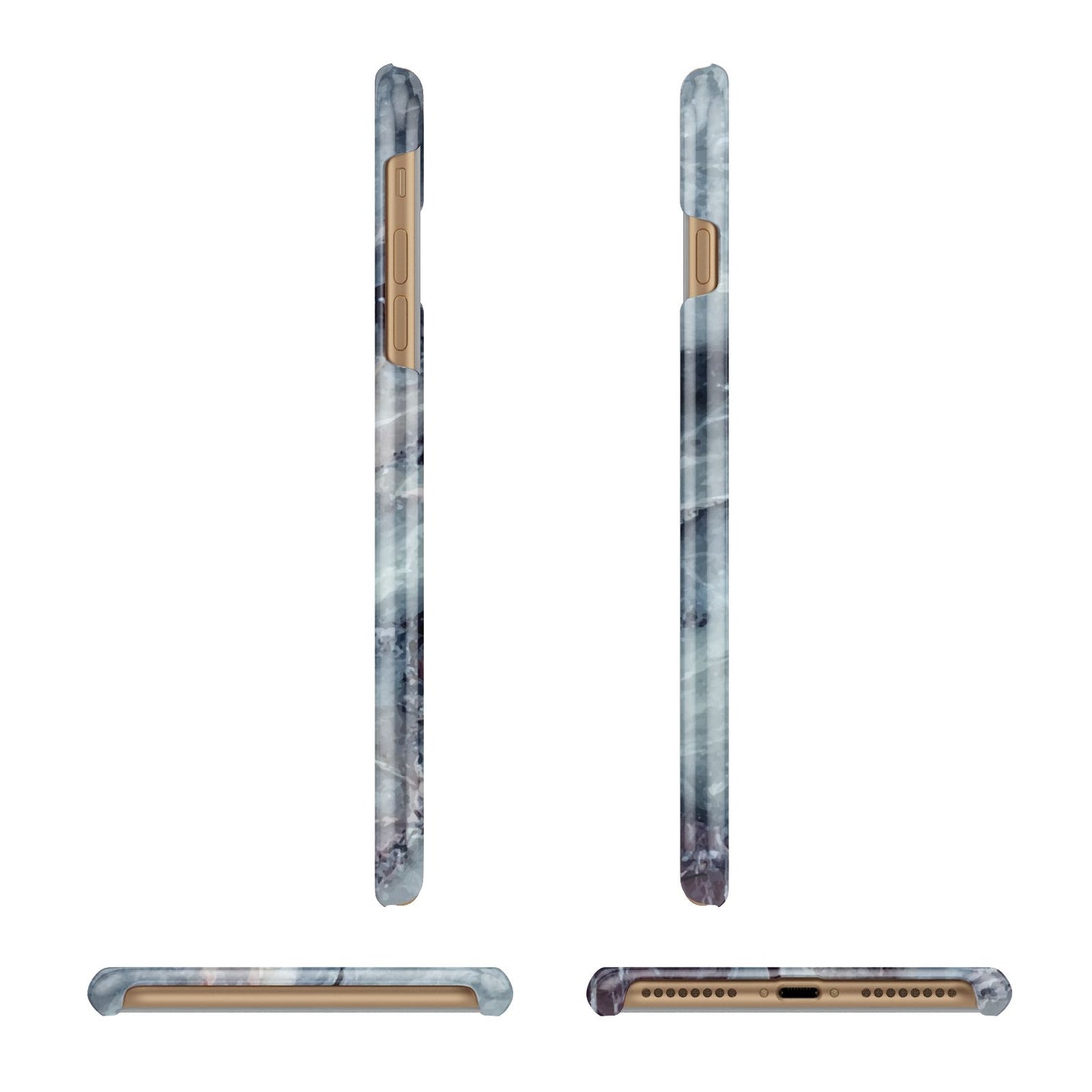 Faux Marble Blue Grey Apple iPhone 7 Plus 3D Wrap Snap Case Angled Images