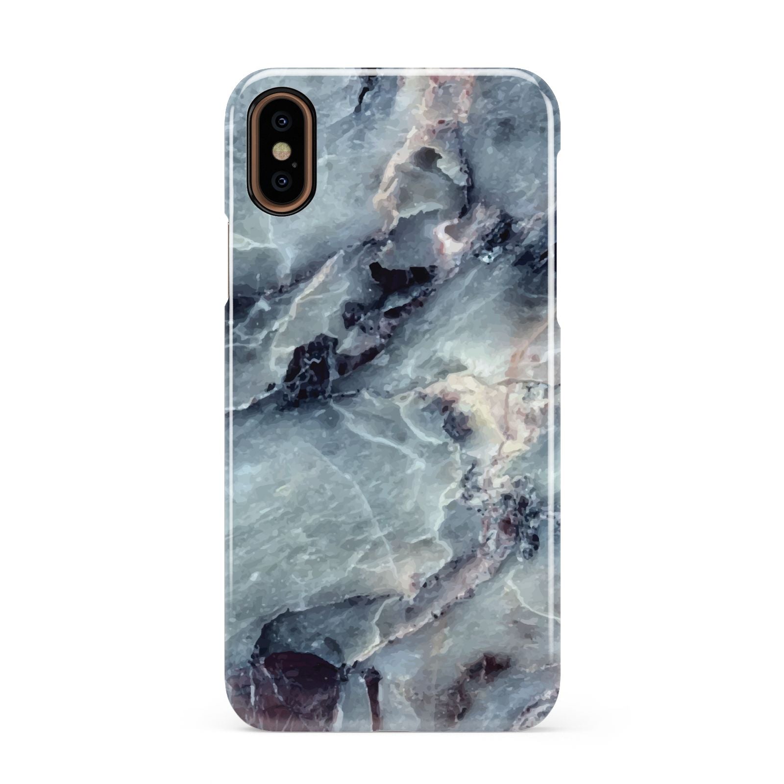 Faux Marble Blue Grey Apple iPhone XS 3D Snap Case