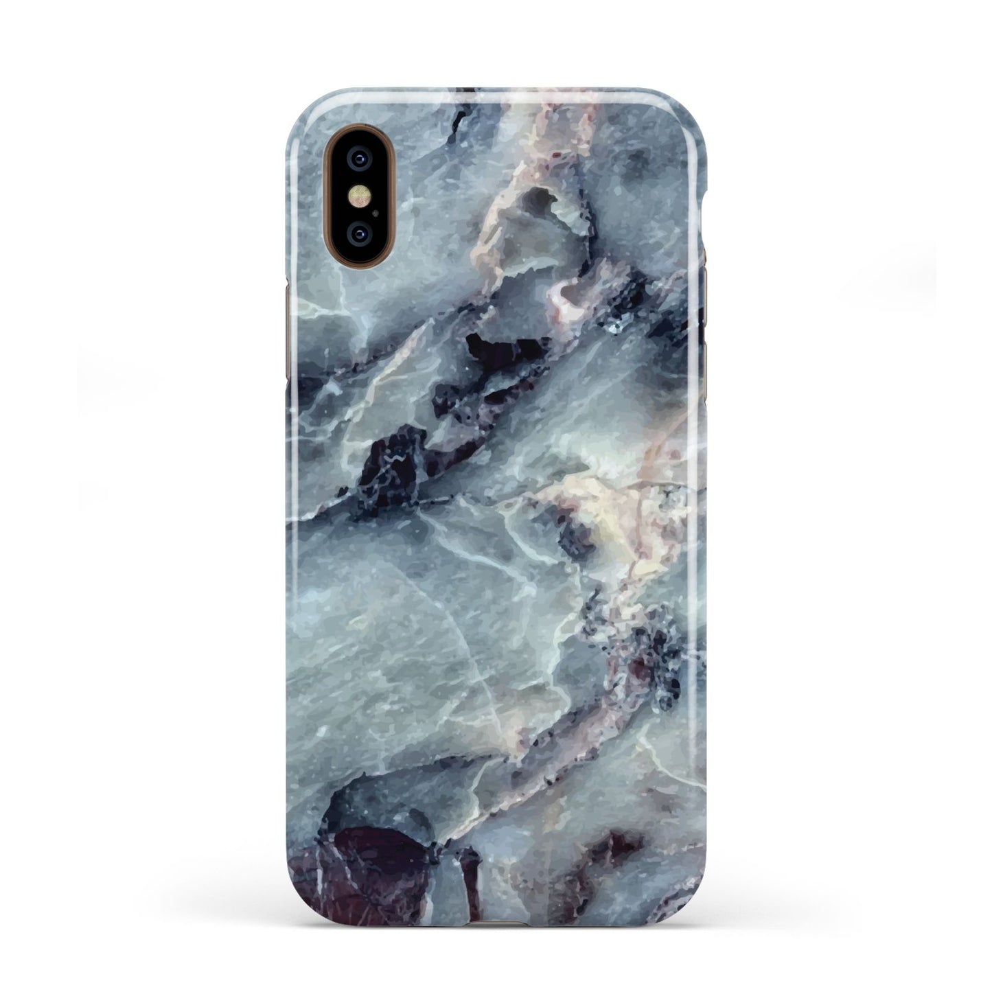 Faux Marble Blue Grey Apple iPhone XS 3D Tough