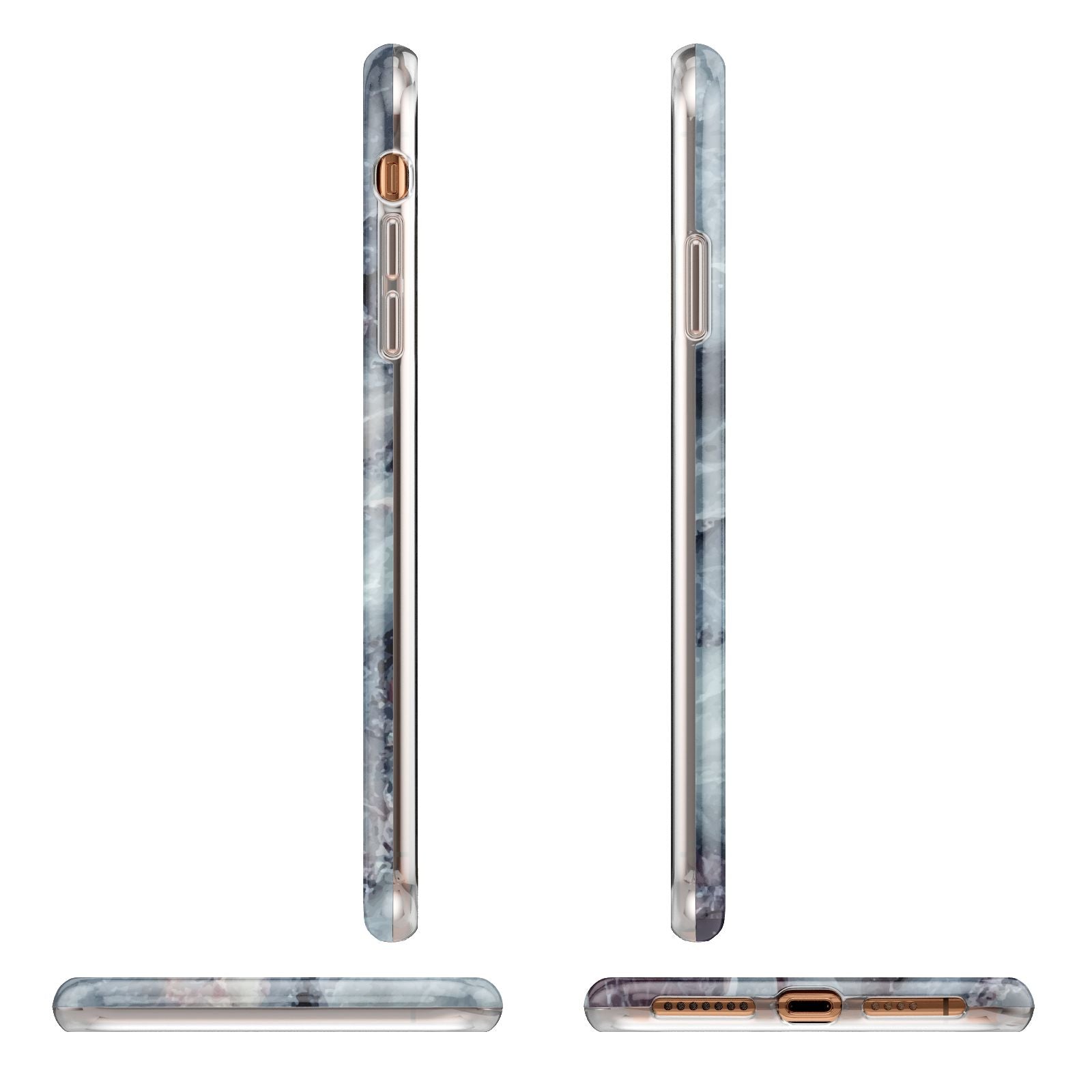 Faux Marble Blue Grey Apple iPhone XS Max 3D Wrap Tough Case Alternative Image Angles