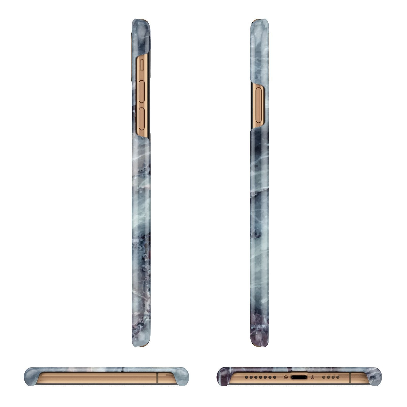 Faux Marble Blue Grey Apple iPhone Xs Max 3D Wrap Snap Case Angled Images