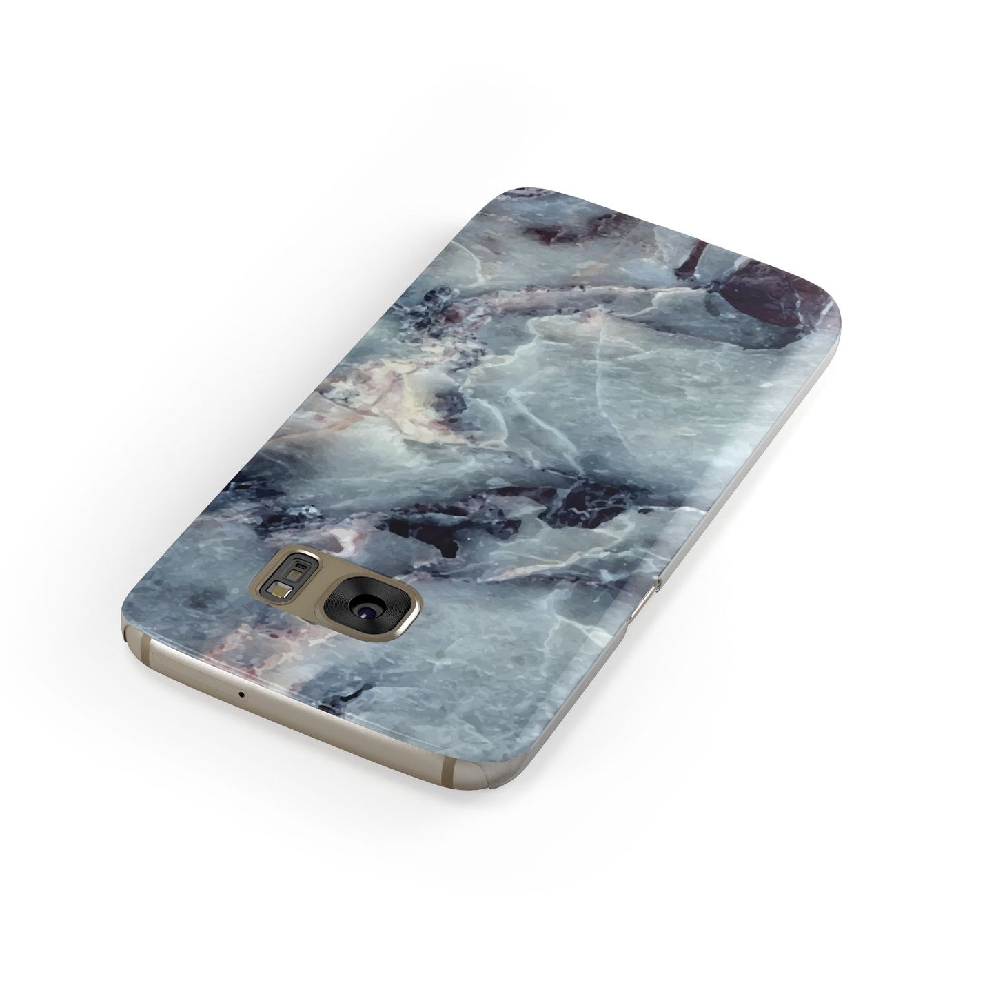 Faux Marble Blue Grey Samsung Galaxy Case Front Close Up