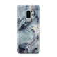 Faux Marble Blue Grey Samsung Galaxy S9 Plus Case on Silver phone